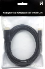 DELTACO mini DisplayPort till HDMI kabel med ljud, ha-ha, 3m, svart (DP-HDMI304) DELTACO mini DisplayPort till HDMI kabel med ljud, ha-ha, 3m, svart (DP-HDMI304)