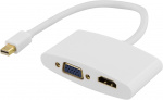 DELTACO mini DisplayPort till HDMI och VGA-adapter, 0,25m, vit (DP-HDMIVGA1-K)