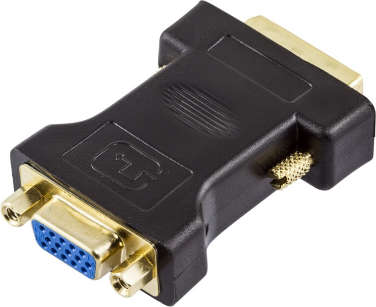 DELTACO DVI adapter analog DVI - analog VGA, ha - ho, svart (DVI-4)