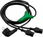 DELTACO apparat-Y-kabel för vägg, skärm PC, CEE 7/7 - 2xIEC C13, 2m (DEL-109D)