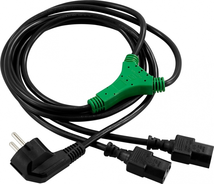 DELTACO apparat-Y-kabel för vägg, skärm PC, CEE 7/7 - 2xIEC C13, 2m (DEL-109D)