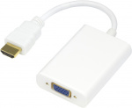 DELTACO HDMI till VGA-adapter, 19-pin ha - 15-pin+3,5mm, 0,2m, vit (HDMI-VGA8)