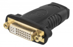 DELTACO HDMI-adapter, HDMI 19-pin hona till DVI-D hona, guldpläterad (HDMI-10A)