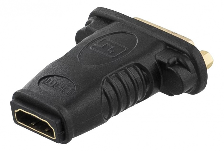 DELTACO HDMI-adapter, HDMI 19-pin hona till DVI-D hona, guldpläterad (HDMI-10A)