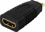 DELTACO HDMI-adapter, mini HDMI ha till HDMI ho, 19-pin, guldpläterad (HDMI-18)