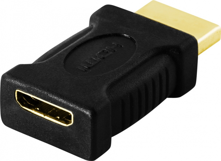 DELTACO HDMI-adapter, mini HDMI ho till HDMI ha, 19-pin, guldpläterad (HDMI-17)