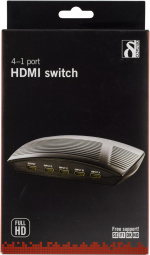 DELTACO manuell HDMI-switch, 4 ingångar till en utgång, 19-pin hona (HDMI-206)