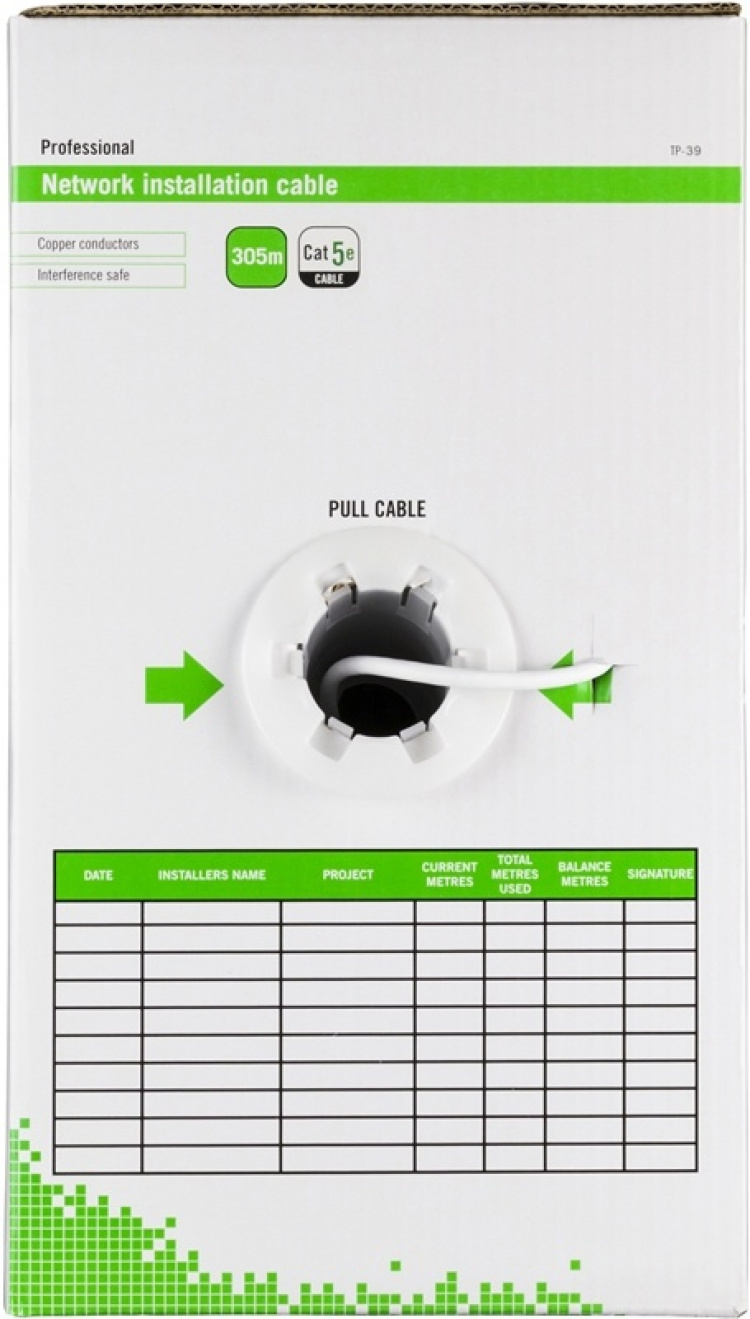 DELTACO U/UTP installationskabel, Cat5e, 305m, vit (TP-39) DELTACO U/UTP installationskabel, Cat5e, 305m, vit (TP-39)