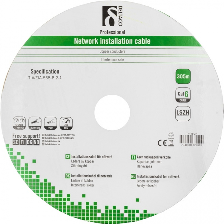 DELTACO F/UTP installationskabel, Cat6, LSZH, 305m, vit (TP-48GH) DELTACO F/UTP installationskabel, Cat6, LSZH, 305m, vit (TP-48GH)