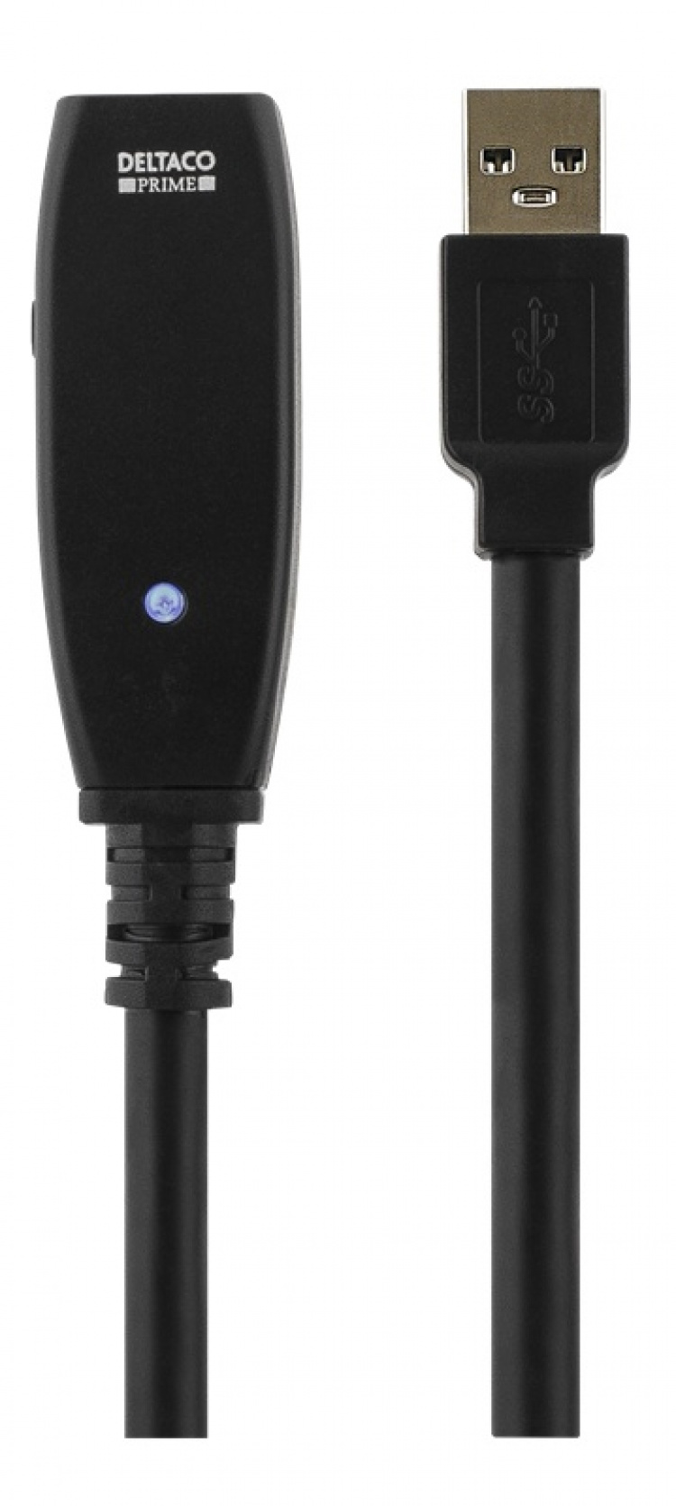DELTACO PRIME aktiv USB 3.0-förlängningskabel, Typ A ha - ho, 2m, blå