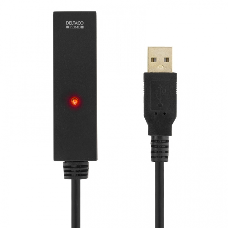 DELTACO PRIME, USB förlängningskabel, aktiv, USB 2.0, 15m, svart (USB2-EX15M) DELTACO PRIME, USB förlängningskabel, aktiv, USB 2.0, 15m, svart (USB2-EX15M)