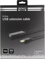 DELTACO PRIME, USB förlängningskabel, aktiv, USB 2.0, 15m, svart (USB2-EX15M) DELTACO PRIME, USB förlängningskabel, aktiv, USB 2.0, 15m, svart (USB2-EX15M)