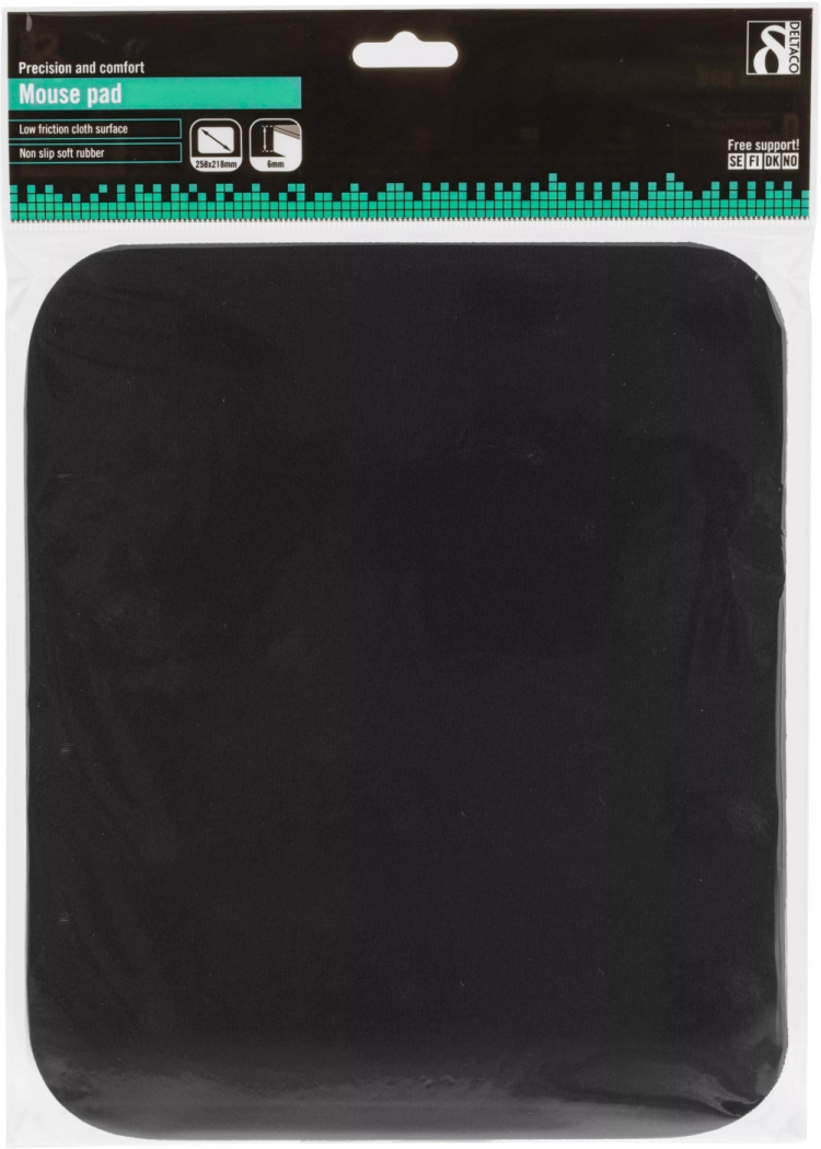 DELTACO musmatta, tygbeklädd gummi, 6mm svart (KB-1S)