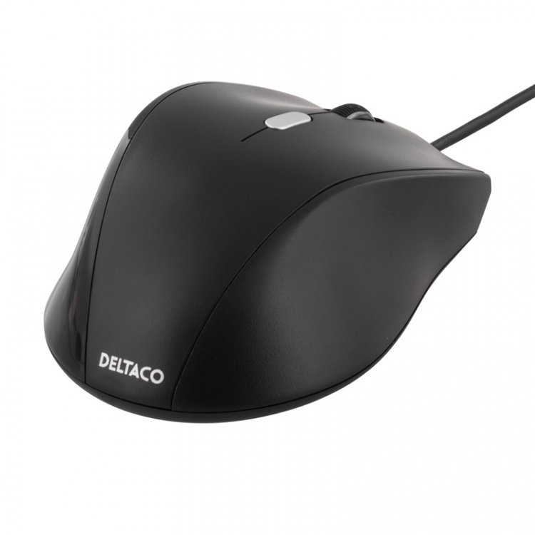 DELTACO optisk mus, 3 knappar med scroll, USB, svart (MS-774)
