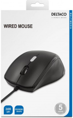 DELTACO optisk mus, 3 knappar med scroll, USB, svart (MS-774)