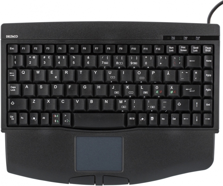 DELTACO minitangentbord med TouchPad, svart, USB (TB-5DSU)