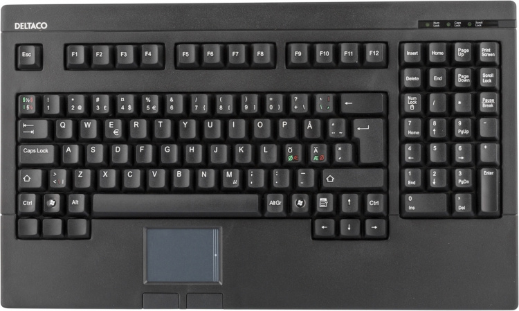 DELTACO Tangentbord med touchpad, SV, USB, svart (TB-106U)