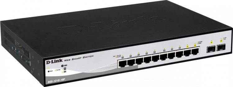 D-Link switch, 10x10/100/1000Mbps, Layer2, PoE, 2xSFP (DGS-1210-10P)