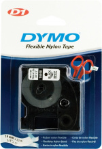 DYMO D1 märktejp flex nylon 19mm, svart på vitt, 3.5m rulle (S0718050)