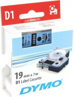 DYMO D1 märktejp standard 19mm, svart på blått, 7m rulle (45806)