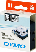 DYMO D1 märktejp standard 19mm, svart på transparent, 7m rulle (45800)
