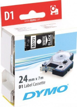 DYMO D1 märktejp standard 24mm, vit / svart, 7m rulle (S0721010)