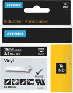 DYMO RhinoPRO 19mm vinyltejp, vit på svart, 5.5m rulle (1805436) DYMO RhinoPRO 19mm vinyltejp, vit på svart, 5.5m rulle (1805436)