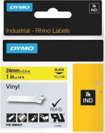 DYMO RhinoPRO 24mm vinyltejp, svart på gul, 5.5m rulle (1805431) DYMO RhinoPRO 24mm vinyltejp, svart på gul, 5.5m rulle (1805431)