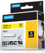 DYMO RhinoPRO märktejp perm vinyl 12mm, svart på gult, 5.5m rulle (18432) DYMO RhinoPRO märktejp perm vinyl 12mm, svart på gult, 5.5m rulle (18432)