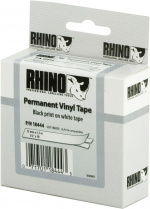 DYMO RhinoPRO märktejp perm vinyl 12mm, svart på vitt, 5.5m rulle (18444)