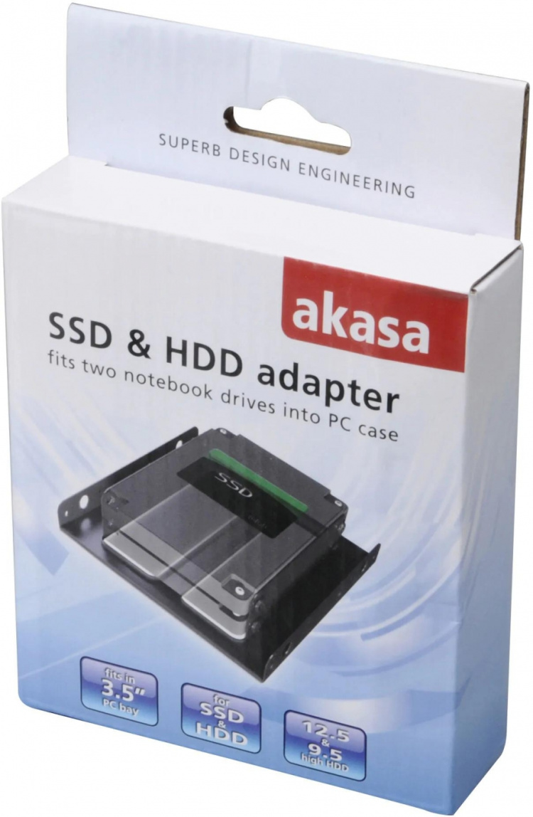 AKASA fästvinkel till 2x2,5 hårddisk i 3,5-plats, svart (AK-HDA-03)