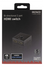 DELTACO PRIME Dubbelriktad HDMI-switch, 1-2 eller 2-1, manuell, svart