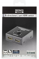DELTACO PRIME Dubbelriktad HDMI-switch, 1-2 eller 2-1, manuell, svart