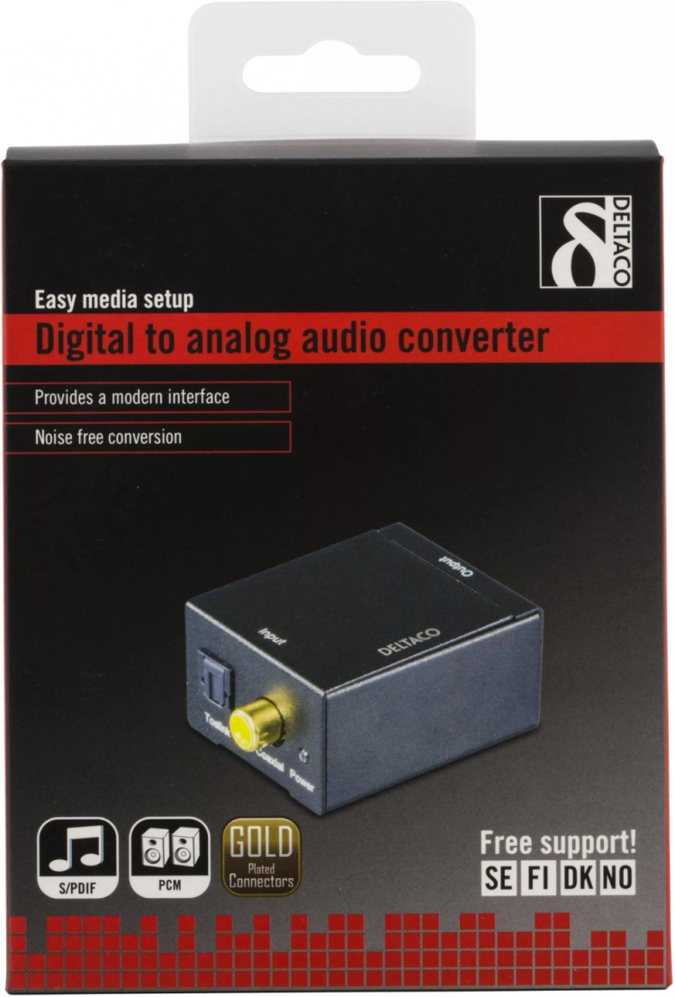 DELTACO ljudomvandlare från digital till analog, 2xRCA, S/PDIF, svart (DG-AN) DELTACO ljudomvandlare från digital till analog, 2xRCA, S/PDIF, svart (DG-AN)