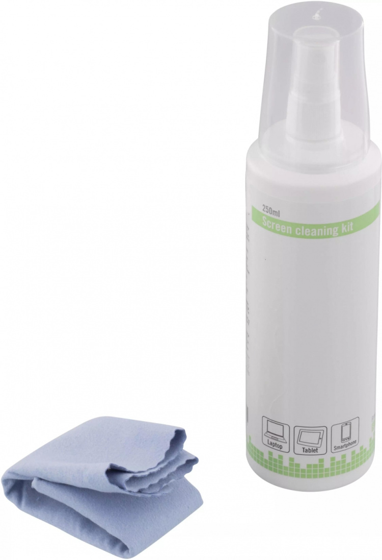 e5 rengöringskit, för rengöring av bildskärmar, microfiberduk, 250ml (CK1008)
