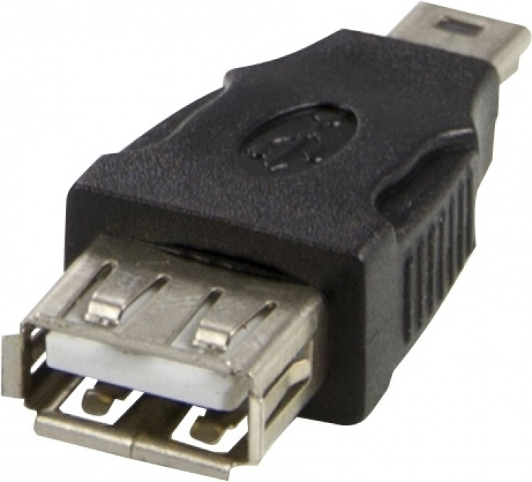 DELTACO USB-adapter Typ A ho - Typ Mini-B ha, svart (USB-72)
