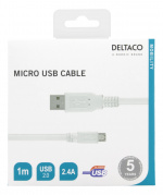 DELTACO USB 2.0 kabel Typ A ha - Typ Micro B ha, 5-pin, 1m, vit (MICRO-100) DELTACO USB 2.0 kabel Typ A ha - Typ Micro B ha, 5-pin, 1m, vit (MICRO-100)
