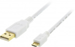 DELTACO USB 2.0 kabel Typ A ha - Typ Micro B ha, 5-pin, 2m, vit (MICRO-102)
