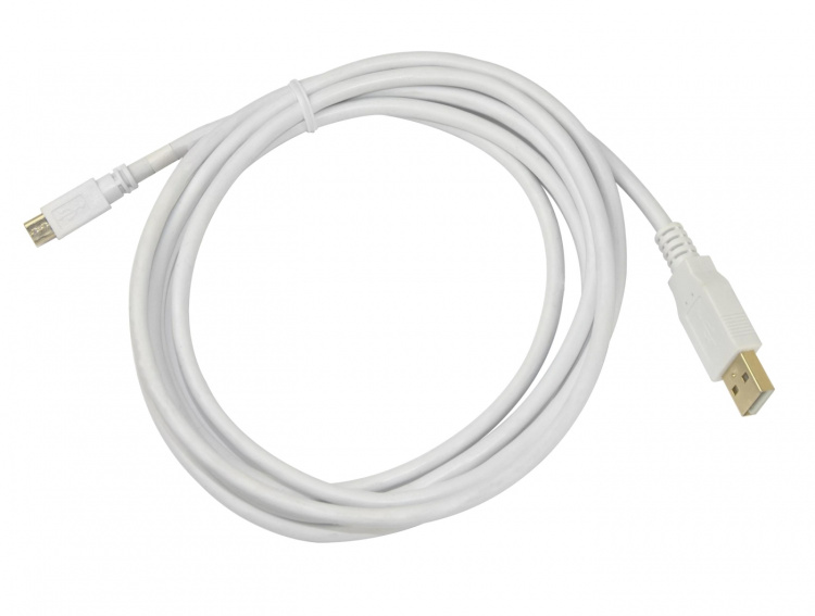 DELTACO USB 2.0 kabel Typ A ha - Typ Micro B ha, 5-pin, 2m, vit (MICRO-102)