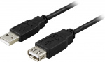 DELTACO USB 2.0 kabel Typ A hane - Typ A hona 2m, svart (USB2-12S)