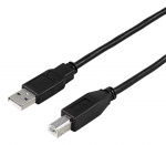 DELTACO USB 2.0 kabel Typ A hane - Typ B hane 0,5m, svart (USB-205S)
