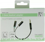 DELTACO, 3,5mm hane till 3,5mm mikrofon och stereo hona, 0,1m, svar (AUD-201) DELTACO, 3,5mm hane till 3,5mm mikrofon och stereo hona, 0,1m, svar (AUD-201)