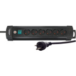 Brennenstuhl, danskt grenuttag, 6 jordade uttag, brytare, svart (191007)