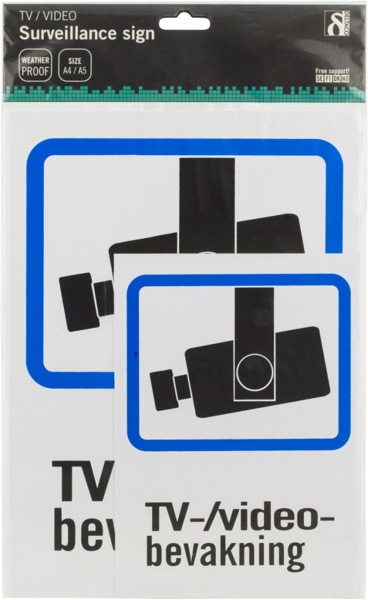 EPZI Plastskylt, TV/Video-bevakning, A4 & A5-storlek (20-005)