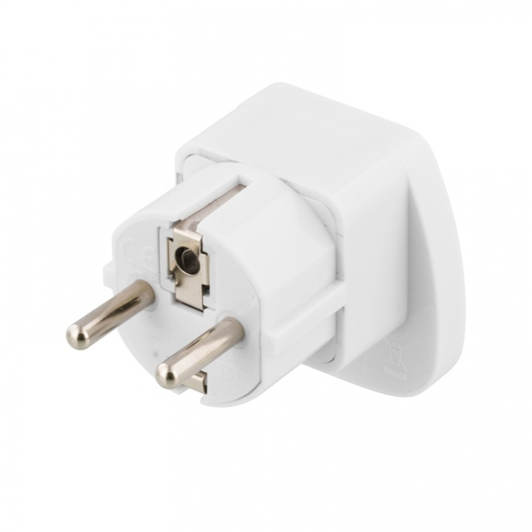 Deltaco Reseadapter, UK/US/Italien/Schweiz - EU, 250V/13A, jordad, vit (GT-426)