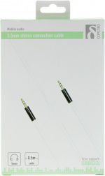 DELTACO ljudkabel, 3,5mm hane till 3,5mm hane, 0,5m, vit (AUD-102) DELTACO ljudkabel, 3,5mm hane till 3,5mm hane, 0,5m, vit (AUD-102)