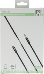 DELTACO ljudkabel, 3,5mm rak hane till 3,5mm hona, 4-pin, 0,5m, svart (AUD-150)