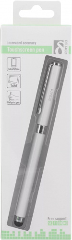 DELTACO penna för touchskärmar, kulspetspenna med svart bläck, vit (STYL-1016)