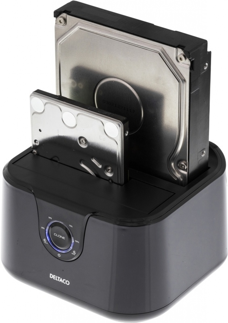 DELTACO USB 3.0 dockningsstation med kloning (MAP-GD35U3)