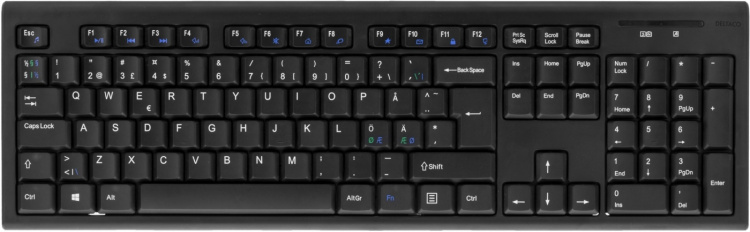 DELTACO trådlöst tangentbord, nordisk layout, USB, 10m, svart (TB-122)